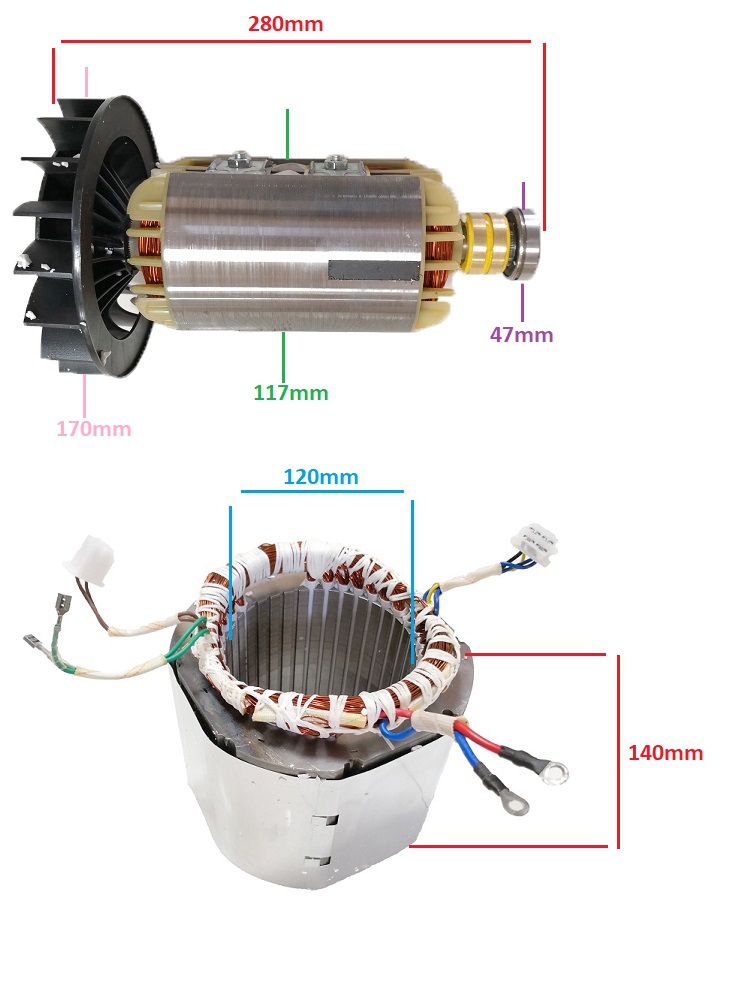 Статор и ротор за генератор 5-6 KW (Gx 390, 188 ) (еднофазен)